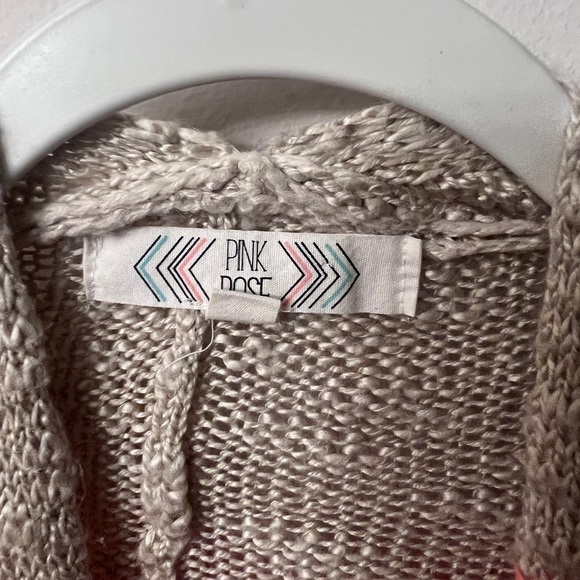 Pink Rose Cozy Cardigan in Pink and Tan bright colors 310 - Picture 6 of 7